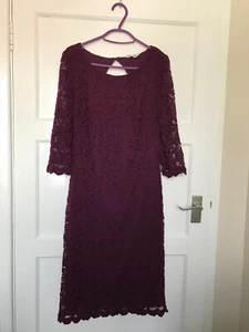Peacocks Purple Floral 3/4 Sheer Sleeve Sheath Dress UK Size 12 - Picture 1 of 5