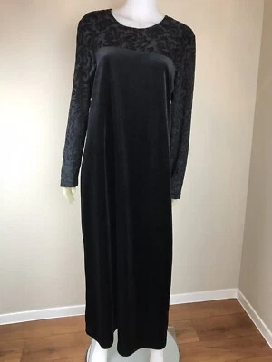 Women's Vintage 80's Diane Von Furstenberg Black Dress w/ Sheer Burnout, Size L - Image 1 of 4