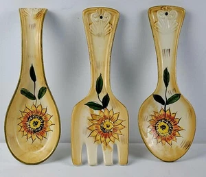 Lorren Home Trends, Sunflower - Set of 3 Spoon Rest, 12"L, Embossed/Handpainted - Picture 1 of 12