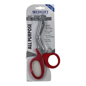 Westcott Scissors Light All Purpose Left or Right Hand 7" Bent Handle Red *Read - Picture 1 of 8
