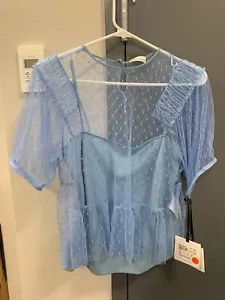 ''New With Tags'' Red Valentino beautiful Spa Tule light blue blouse top size 40 - Picture 1 of 4