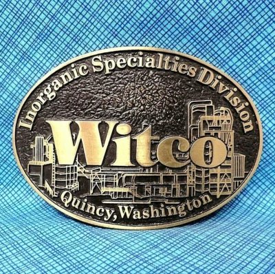 Пряжка для ремня Witco Chemical Promo Quincy Washington ISD винтажный код 3 бронза .DBD523 - Изображение 1 из 4