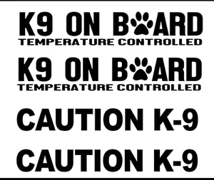 Caution K9 Four 8" Black Vinyl Decals Car Truck Van Windows Camper SUV Bumper - Imagen 1 de 2