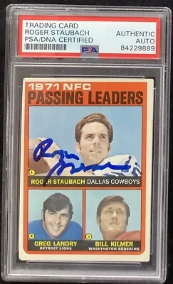 Roger Staubach Signed 1972 Topps #4 Football Card HOF Autograph Rookie PSA/DNA - Image 1 of 2