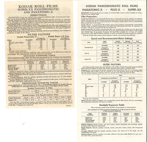Vintage Lot 2 Instruction Sheets Kodak Panchromatic Roll Film KP 24005 Settings - Picture 1 of 2