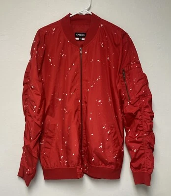 Chaqueta cortavientos de manga larga salpicada de pintura de carbono para hombre talla grande Foto 1 de 4