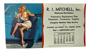 Vintage 1949 Pinup Girl Ad Blotter Gil Elvgreen Auburn, ME. - Picture 1 of 5