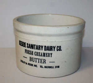 Antique Stoneware Butter Crock – Advertising Kedzie Sanitary Dairy Co. - Picture 1 of 5