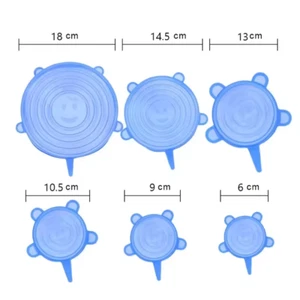 6pcs Reusable Silicone Stretch Lids Kitchen food Storage Wraps Cover Various - Picture 1 of 8