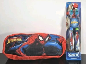 Oral-B SPIDERMAN Kids Manual Toothbrush 2 Pack With Bonus Travel Storage Case - Picture 1 of 8