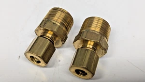Lot of (2) New Parker Brass 3/8" NPT x 1/4" Tube Male Connectors, 68C-4-6 - Picture 1 of 8