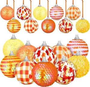 24 Piezas Adornos de Bola de Otoño - Halloween, Acción de Gracias Lentejuelas Árbol Adornos - Imagen 1 de 10