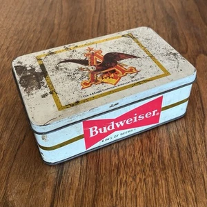 Vtg 1960s Budweiser Anheuser-Busch Metal Tin Hinged Box A Logo Eagle 5x3x2" HTF - Picture 1 of 15