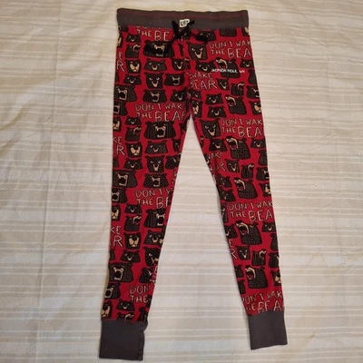 Lazy One Pajama Pants XS Red Dont Wake The Bear PJs All Over Print Jackson Hole - Image 1 of 4