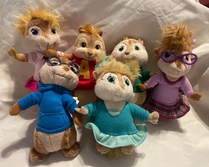 Set of 6 - TY Beanie Baby 2011 Alvin & The Chipmunks & Chipettes 6" Plush - Picture 1 of 8