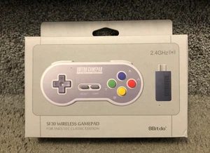 8Bitdo SF30 2.4G Wireless Gamepad Nintendo SNES Controller NEW NIB - Picture 1 of 5