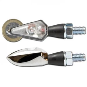 Power-Led-Blinker Spearhead Tinted M8 Universal Motorcycle E-Certified Chrome - Picture 1 of 3