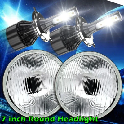 Pair 7" inch Round LED Headlights For Jeep Wrangler JK TJ CJ LJ - Image 1 of 4