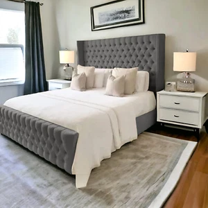 Designer Ottoman Bed Gas Lift Divan Storage Chesterfield Double & King Size Bed - Picture 1 of 11
