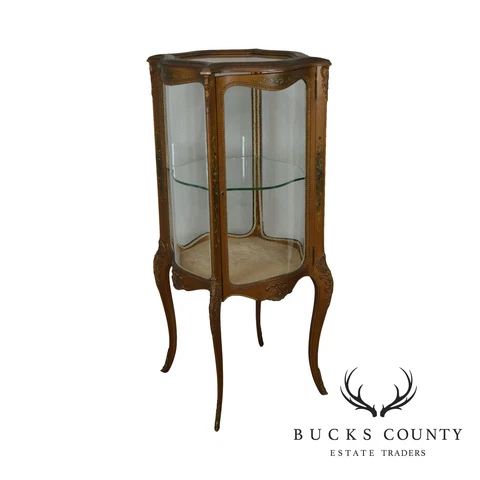 French Louis XV Style Antique Vernis Martin Hand Painted Vitrine Display Cabinet Cover