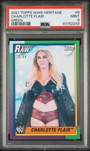 2021 Topps WWE Heritage Green Charlotte Flair /99 PSA 9 Pop 1 No 10s - Bild 1 von 3