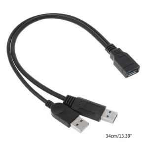 USB 2.0 and Cable USB Double Splitter Cable 2 Female to USB Male Power Extension - Picture 1 of 7