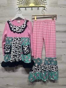 Girls Size 7/8 Ruffle Cow Outfit Set - Play Condition** - Picture 1 of 5