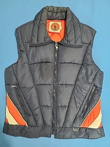 Vintage 80s Mountain Goat White Stag Color Block Blue Full Zip Puffer Vest Sz M - Bild 1 von 10