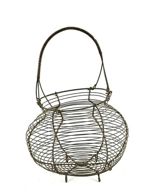 PANIER A SALADE EN FIL DE FER BOURRICHE ANCIENNE ART POPULAIRE - Photo 1/4