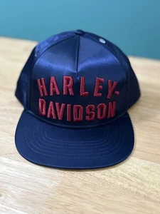 Gorra Harley-Davidson BB tejida azul satinado grapa Snapback para hombre talla única - Imagen 1 de 5