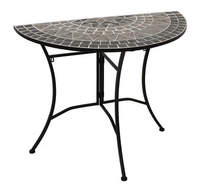 Wandtisch Anbautisch Balkontisch Mosaiktisch SIENA halbrund 45x90cm Mosaik grau - Bild 1 von 4