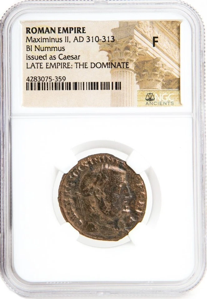 NGC F - FINE  Roman AE1 / AE2 of Maximinus II Daia AD310 - 313 NGC Ancients - Image 1 of 3