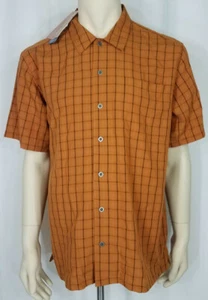 NWT Columbia orange plaid casual short sleeve button front shirt mens Large - Picture 1 of 8