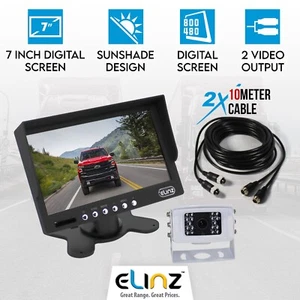 7" LCD Monitor HD 12V/24V 4PIN CCD Reversing Camera Rearview Built-in Mic WHITE - Picture 1 of 10