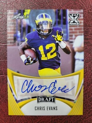 Chris Evans 2021 LEAF DRAFT ROOKIE RC AUTO GOLD #BA-CE1 CINCINNATI BENGALS! - Image 1 of 2