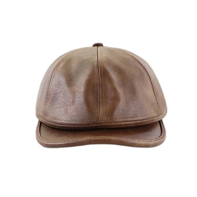 Hommes Journaux Casquette Snap Bordure Simili Cuir Béret Gavroche - Photo 1/4
