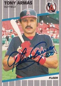 TONY ARMAS SIGNED AUTO'D 1989 FLEER CARD #467 BOSTON RED SOX ATHLETICS LA ANGELS - Picture 1 of 3