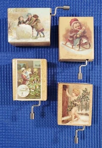 Victorian Trading Company Christmas Hand Crank Music Boxes ~ Lot of 4 - Picture 1 of 5