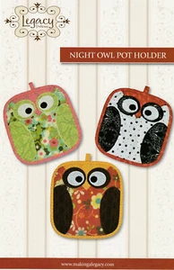 Patrón de costura NIGHT OWL POOTHOLDER ~ Amigable con cuartos de grasa ~ Patrones heredados - Imagen 1 de 1