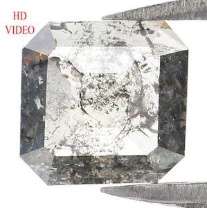 0.60 CT Natural Loose Radiant Cut Diamond 6.00 MM Salt And Pepper Diamond LQ7457 - Picture 1 of 8
