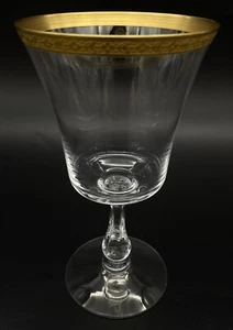 Fostoria Andover Gold Encrusted Water Goblet Elegant Vintage Glassware - Picture 1 of 2