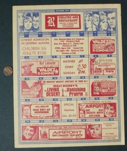 '71 Auburn Illinois R Theatre movie flyer Airport & Walt Disney's Living Desert- - Picture 1 of 1