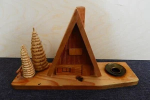 Erzgebirge Weihnachten Räucherhäusschen mit Kerzenhalter - Bild 1 von 2
