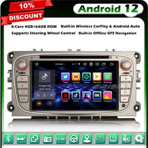 8-Core Android 12.0 Autoradio GPS Sat Nav 64GB Ford Mondeo Focus S/C-Max Galaxy - Bild 1 von 12