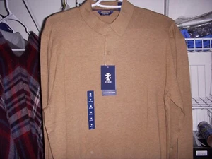 IZOD Long Sleeve Sweater Polo Medium Camel Brown M *New With Tags* - Picture 1 of 3