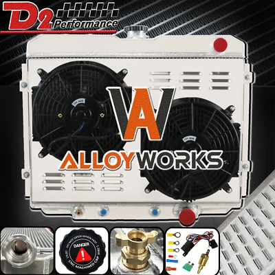 4 Row Radiator Shroud+Fan For 1967-1970 Ford Mustang Fairlane Ranchero Mercury Foto 1 de 4