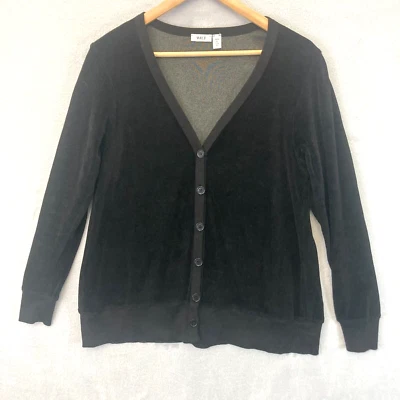 Cárdigan suéter de terciopelo holgado WILT negro para mujer XS terciopelo hecho en EE. UU. cuadrado Foto 1 de 4