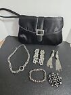   Evening Bag with Accessories Lot of 7 pieces  Silver Rhinestone WEdding Prom 
