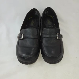 TredSafe Jennifer schwarzer Leder-Loafer mit Schnallen Größe 7 Vintage guter Zustand - Bild 1 von 13