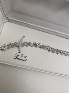 1 CT. Genunie Diamond Sterling Silver Tennis Bracelet - Picture 1 of 6